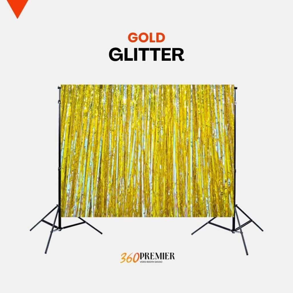 gold glitter Backdrop premier 360 video booth davao