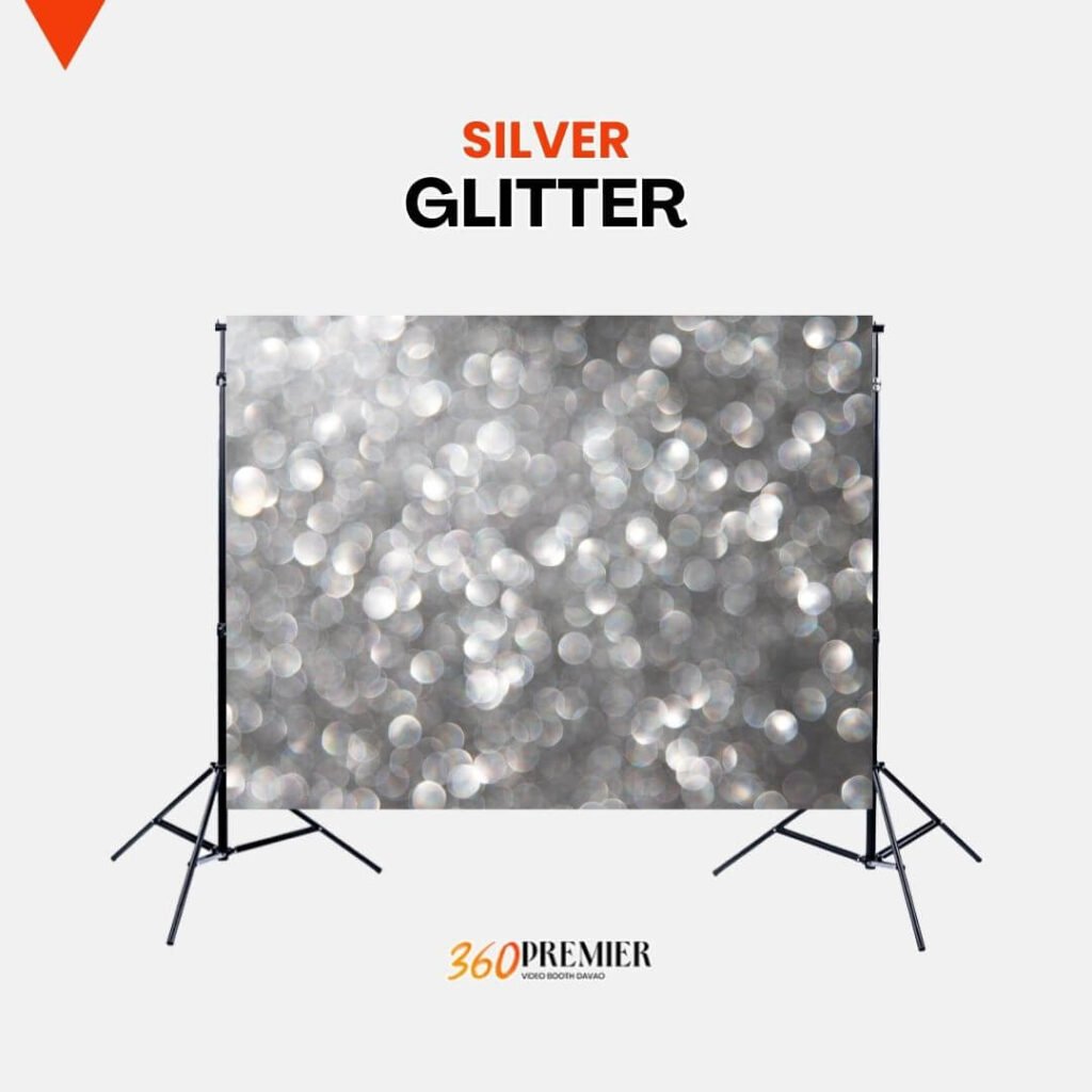 silver glitter Backdrop premier 360 video booth davao