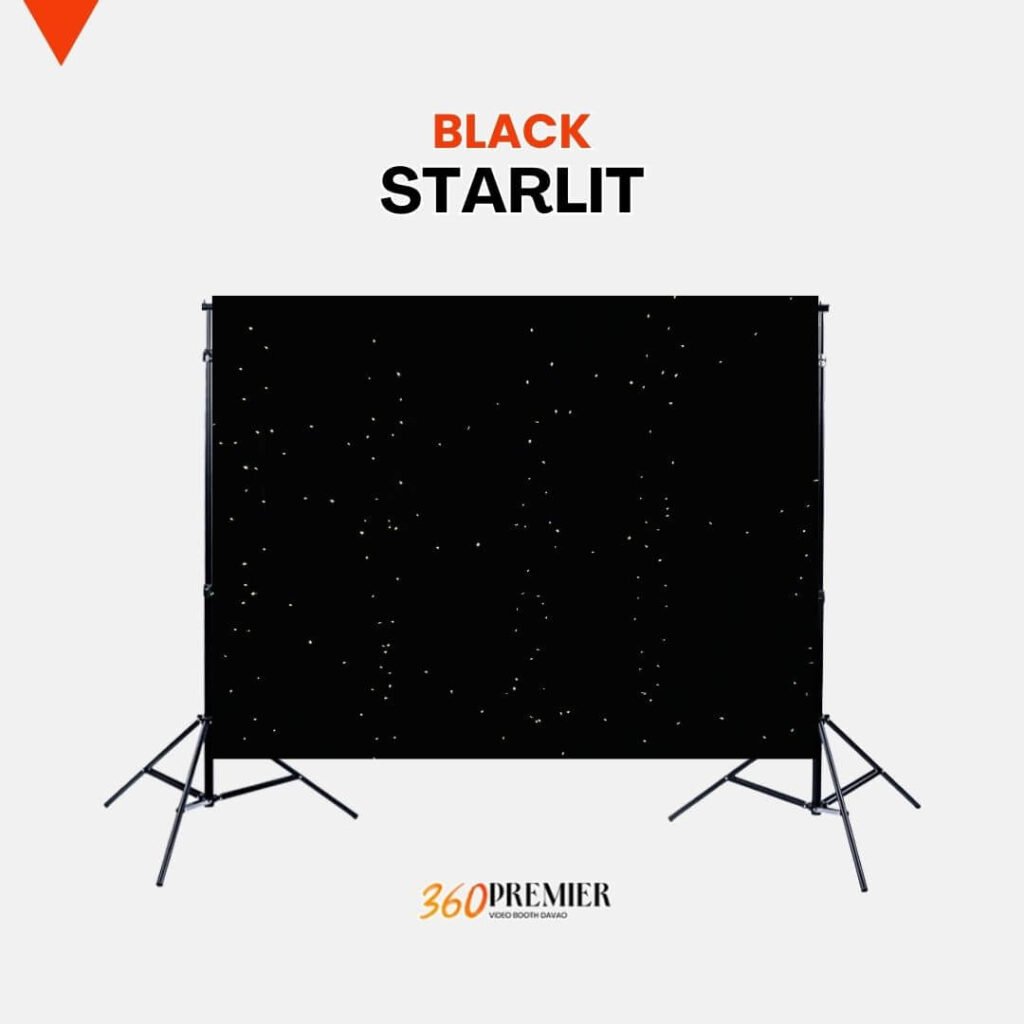 black starlit Backdrop premier 360 video booth davao