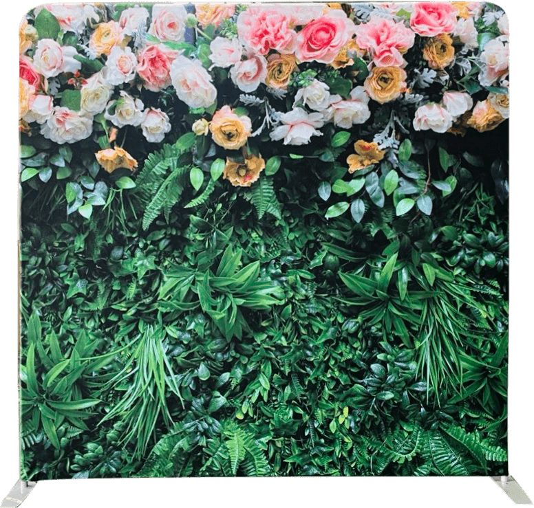 floral green 360 video booth backdrop